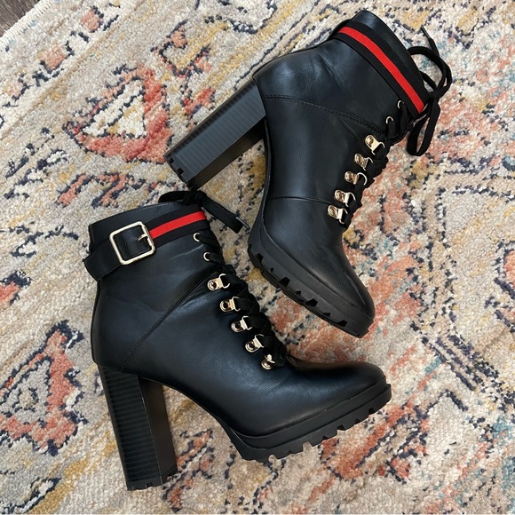 Justfab black buckle boots